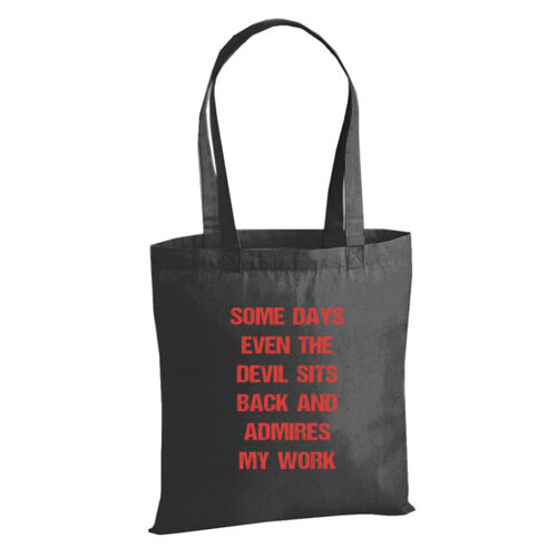 Devil  Admires My Work - W201 Premium Cotton Tote Thumbnail